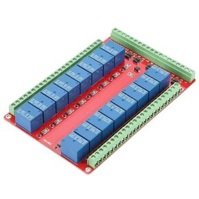 16 Channel Relay Module Walfront Two Way Isolated Type Optocoupler 16 Channel Relay Module Interface Board High/Low Level Trigger DC 5/12/24V 3 Types Optional(DC12V)