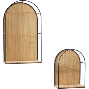 Deco 79 Bamboo Geometric Shapes Wall Decor with Metal Wire Frames, 37" x 2" x 17", Brown