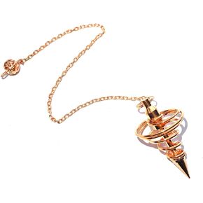 CRYSTALMIRACLE Beautiful Amethyst Metal Dowser Pendulum Metaphysical Divination Gemstone Pendulum Energy Balancing Pointed Cone Pendulum Reiki Feng Shui, Meditation, Gift for Men Women