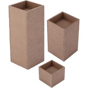 Tomotato 3 pcs Wood Candle Holders Wooden Squares Rustic Natural Candlestick Set for Table Centerpiece Home Decor(1#)