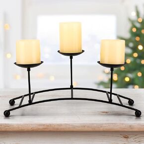 DEVI Black Candle Holders for Pillar Candles, Candelabra Candle Holders for Table Centerpiece, Fireplace Mantle Decor for Christmas