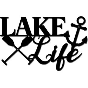 SUPERDANT Lake House Decor Lake Life Iron Wall Art Anchor Paddle Metal Home Decor Sign Decorative Lake House Cabin Sign Metal Art Wall Sign for Indoor Outdoor Metal Wall Art Bedroom Decor