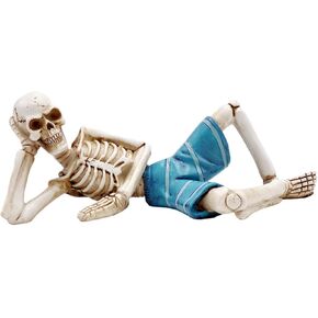 Needzo Beach Hunk Skeleton Shelf Sitting Figurine, Funny Halloween 2024 Decorations, Gothic Home Decor, 8.75 Inches