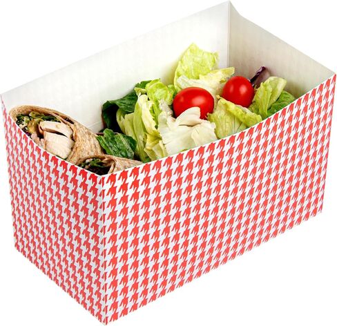 Restaurantware Bio Tek 47 Ounce To Go Boxes, 400 Rectangle Take Out Food Containers - Fast Top Closure, Disposable, Black Houndstooth Paper Carry Out Containers, For Burgers Or Fried Chicken in Saudi Arabia