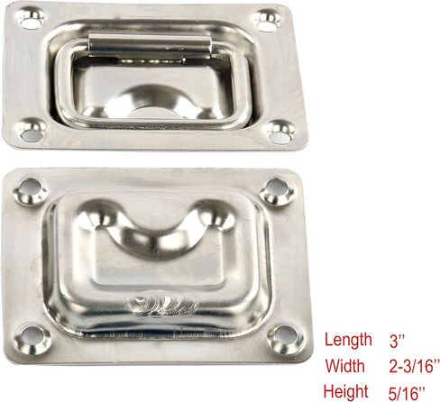 Amarine Made Rectangular Recessed Hatch 2-3/16" x 3" (57 x 76 mm) Loaded Lifting Ring for Boat Hatch (Pack of 2 in Saudi Arabia