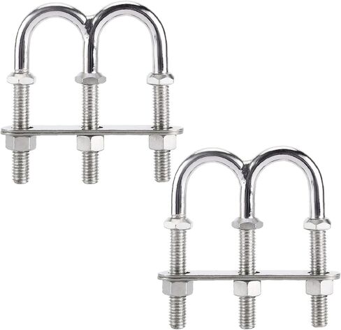 NovelBee 2pcs Boat Stern Bow Eye Double U Bolts,Tie Down U Bolt Marine Stainless Pontoon Boat Stern Eye with Nuts and Washers (2) in Saudi Arabia