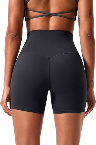 voenxe High Waisted Biker Shorts Women,6" Tummy Control Workout Gym Soft Shorts for Yoga Running,Spandex No Front Seam,2 Pack in Kuwait