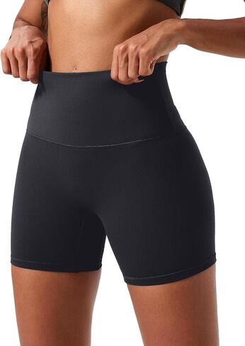 voenxe High Waisted Biker Shorts Women,6" Tummy Control Workout Gym Soft Shorts for Yoga Running,Spandex No Front Seam,2 Pack in Kuwait