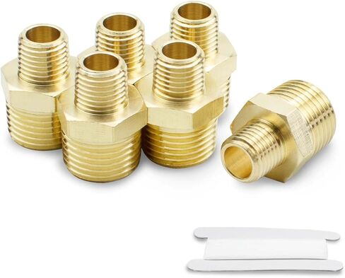 2 Pcs 1/2" to 1/4" Male NPT External Thread Brass Hex Nipple for Pipe Connecting Conversion in Saudi Arabia