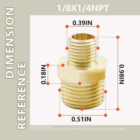 2 Pcs 1/2" to 1/4" Male NPT External Thread Brass Hex Nipple for Pipe Connecting Conversion in Saudi Arabia