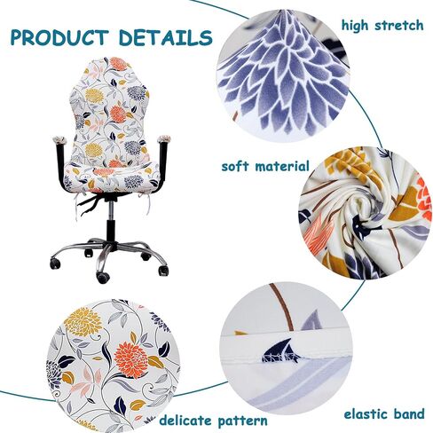 HAOYONG Gaming Chair Cover, Jacquard Stretchy Office Computer Chair Slipcover Boss Chair Covers Universal Rotating Chair Cover Computer Chair Seat Protector with with 2 Armrest Covers in Saudi Arabia