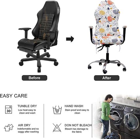 HAOYONG Gaming Chair Cover, Jacquard Stretchy Office Computer Chair Slipcover Boss Chair Covers Universal Rotating Chair Cover Computer Chair Seat Protector with with 2 Armrest Covers in Saudi Arabia