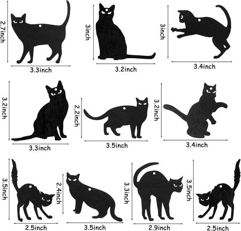 WATINC 31pcs Halloween Black Cat Silhouette Wood Hanging Ornament, Halloween Decorations Mexican Fiesta Festival Party Cats Wooden Gift Tags Decor Cutouts Décor Crafts Pendant Favor for Home Tree in Saudi Arabia