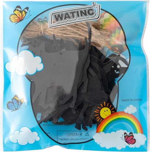 WATINC 31pcs Halloween Black Cat Silhouette Wood Hanging Ornament, Halloween Decorations Mexican Fiesta Festival Party Cats Wooden Gift Tags Decor Cutouts Décor Crafts Pendant Favor for Home Tree in Saudi Arabia