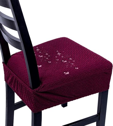 NORTHERN BROTHERS Dining Chair Seat Covers Set of 2 - Stretch Jacquard Kitchen Chair Covers Washable, Removable Dining Room Chair Slipcover Seat Protector Covers(Beige Checkered, Set of 2) in Saudi Arabia