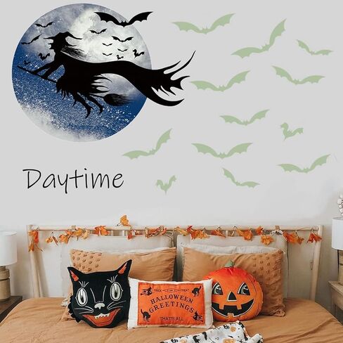 Halloween Glow in The Dark Wall Stickers Luminous Window Decals Halloween Window Stickers Cat Bat Window Clings Halloween Window Glowing Decals Wall Decor Stickers Halloween Party Supplies Decorations in Saudi Arabia