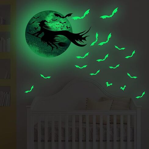 Halloween Glow in The Dark Wall Stickers Luminous Window Decals Halloween Window Stickers Cat Bat Window Clings Halloween Window Glowing Decals Wall Decor Stickers Halloween Party Supplies Decorations in Saudi Arabia