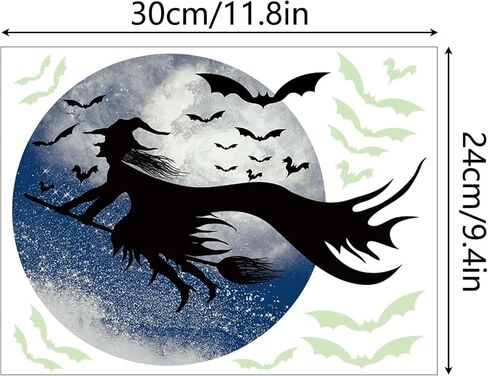 Halloween Glow in The Dark Wall Stickers Luminous Window Decals Halloween Window Stickers Cat Bat Window Clings Halloween Window Glowing Decals Wall Decor Stickers Halloween Party Supplies Decorations in Saudi Arabia