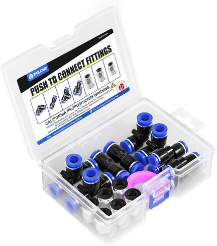 TAILONZ PNEUMATIC 1/4 Inch od Push to Connect Fittings Pneumatic Fittings Kit 2 Spliters+2 Elbows+2 tee+2 Straight +6 Male Straight NPT Thread(14 PCS) in Saudi Arabia