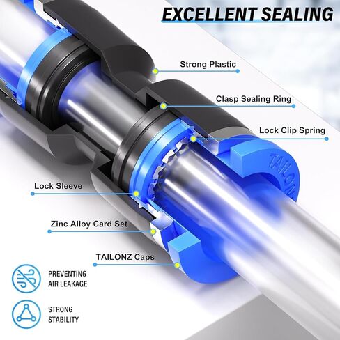 TAILONZ PNEUMATIC 1/4 Inch od Push to Connect Fittings Pneumatic Fittings Kit 2 Spliters+2 Elbows+2 tee+2 Straight +6 Male Straight NPT Thread(14 PCS) in Saudi Arabia