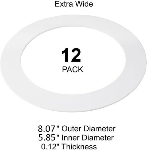 6 Pack Gloss White Goof Trim Ring for 6" Inch Recessed Lighting Trim Can Light Trim for Down Light, Outer Diameter 8 Inches, Inner Diameter 5.8 Inches in Saudi Arabia