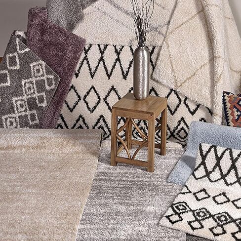 Gertmenian Air Shag Fresh Collection , Classic Plush Microfiber Shag Rug , Bedroom Nursery Living Room Dining Room Dorm Room , 2x6 Ft Runner, Geometric Diamond, Gray, 18572 in Saudi Arabia
