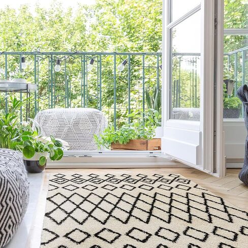 Gertmenian Air Shag Fresh Collection , Classic Plush Microfiber Shag Rug , Bedroom Nursery Living Room Dining Room Dorm Room , 2x6 Ft Runner, Geometric Diamond, Gray, 18572 in Saudi Arabia