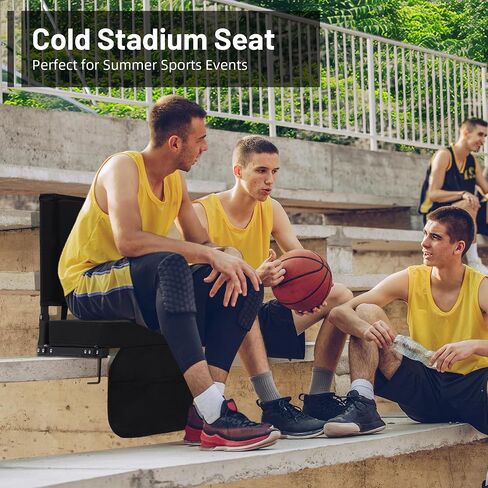 Cold Stadium Seat with Cushion and Backrest, Portable Bleacher Chair with Shoulder Strap, Folds to Compact Size, Extra Wide, Black in Saudi Arabia