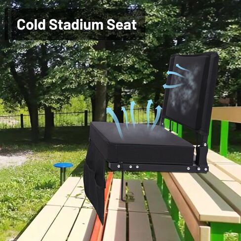 Cold Stadium Seat with Cushion and Backrest, Portable Bleacher Chair with Shoulder Strap, Folds to Compact Size, Extra Wide, Black in Saudi Arabia