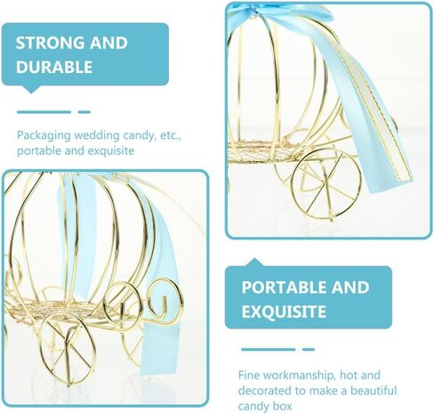 Kisangel 4pcs Pumpkin Carriage Trinket Box Carriage Jewelry Box Wire Carriage Centerpiece for Wedding Birthday Party Favors in Saudi Arabia