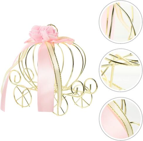 Kisangel 4pcs Pumpkin Carriage Trinket Box Carriage Jewelry Box Wire Carriage Centerpiece for Wedding Birthday Party Favors in Saudi Arabia
