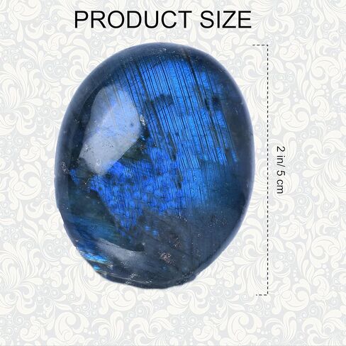 2.4 Inch Labradorite Palm Stone Healing Crystal, Pocket Worry Stone for Anxiety Relief Energy Balancing Yoga Meditation Spiritual Reiki,Birthday Christmas Gift for Mum Dad (2.4 Inch) in Saudi Arabia