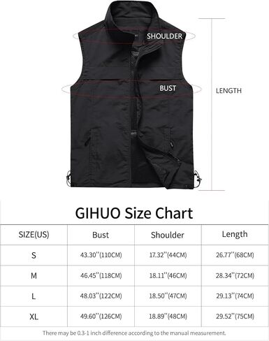 Gihuo Men's Lightweight Quick Dry Outdoor Multi Pockets Fishing Vest in Kuwait