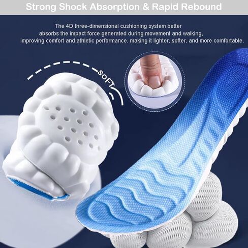 4D Cloud Soles Memory Foam Shoe Inserts,Support Shock Absorption Cushioning Sports Comfort Inserts, Breathable Shoe Inner Soles for Running,Walking,Hiking etc. in Saudi Arabia