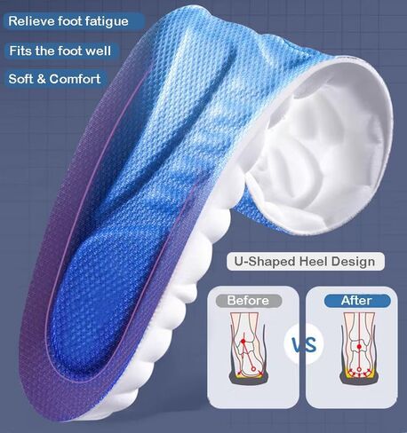 4D Cloud Soles Memory Foam Shoe Inserts,Support Shock Absorption Cushioning Sports Comfort Inserts, Breathable Shoe Inner Soles for Running,Walking,Hiking etc. in Saudi Arabia