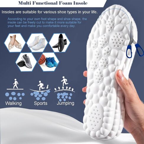 4D Cloud Soles Memory Foam Shoe Inserts,Support Shock Absorption Cushioning Sports Comfort Inserts, Breathable Shoe Inner Soles for Running,Walking,Hiking etc. in Saudi Arabia