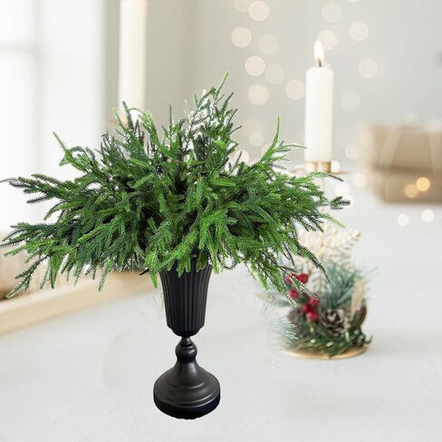 8 قطع فروع صنوبر نورفولك، 45.72 سم عيد الميلاد نورفولك الصنوبر ينبع فروع عيد الميلاد الاصطناعية لإكليل إكليل DIY وتزيين حديقة المنزل in Kuwait