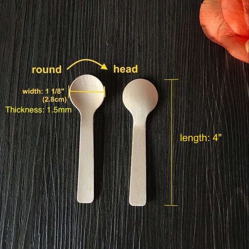 Gmark 4" Mini Wooden Spoons 100 ct, Biodegradable Compostable Birchwood (100pcs/bag) GM1042A in Saudi Arabia