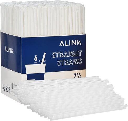 ALINK 500-Pack Assorted Colored Plastic Disposable Drinking Straws, Individually Wrapped Straight Party Straws - 7.75" x 0.23" in Saudi Arabia