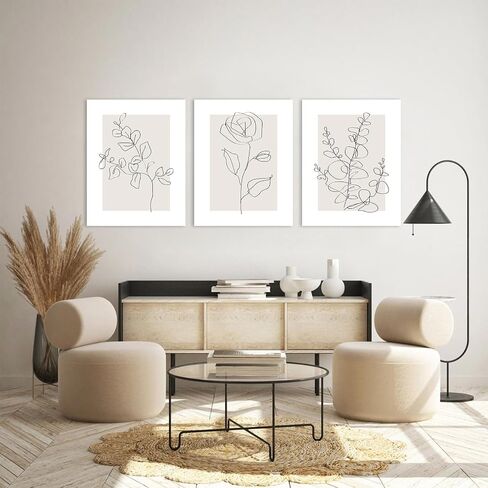 ASTRDECOR Botanical Plant Wall Art Farmhouse Leaf Floral Canvas Wall Art for Living Room Kitchen Boho Home Decor Framed Ready to Hang- 12"x16"x3 Panels in Saudi Arabia
