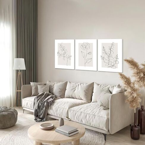 ASTRDECOR Botanical Plant Wall Art Farmhouse Leaf Floral Canvas Wall Art for Living Room Kitchen Boho Home Decor Framed Ready to Hang- 12"x16"x3 Panels in Saudi Arabia