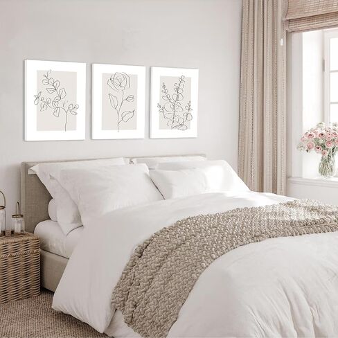 ASTRDECOR Botanical Plant Wall Art Farmhouse Leaf Floral Canvas Wall Art for Living Room Kitchen Boho Home Decor Framed Ready to Hang- 12"x16"x3 Panels in Saudi Arabia