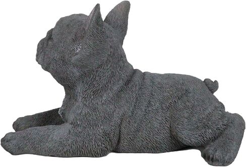 Ebros Gift Realistic Lifelike Gray French Bulldog Puppy Sitting On His Belly Figurine 8.25" Long Frenchie Figurine Dog Animal Collectible in Saudi Arabia