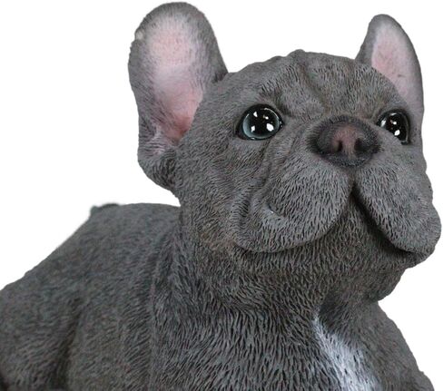 Ebros Gift Realistic Lifelike Gray French Bulldog Puppy Sitting On His Belly Figurine 8.25" Long Frenchie Figurine Dog Animal Collectible in Saudi Arabia