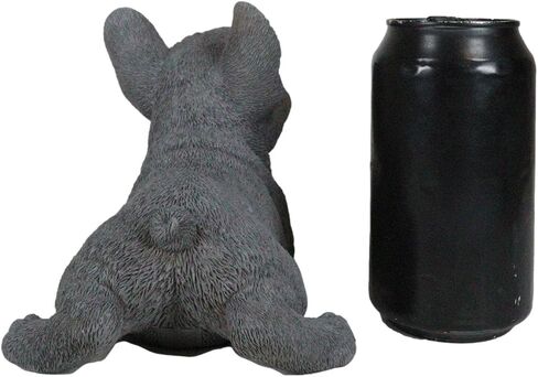Ebros Gift Realistic Lifelike Gray French Bulldog Puppy Sitting On His Belly Figurine 8.25" Long Frenchie Figurine Dog Animal Collectible in Saudi Arabia