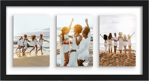 Americanflat 10x14 Collage Frame in Black - Use as Two 5x7 Picture Frames with Floating Effect or One 10x14 Picture Frame - Slim Molding Photo Frame with Engineered Wood and Shatter-Resistant Glass in Saudi Arabia