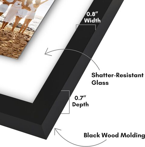 Americanflat 10x14 Collage Frame in Black - Use as Two 5x7 Picture Frames with Floating Effect or One 10x14 Picture Frame - Slim Molding Photo Frame with Engineered Wood and Shatter-Resistant Glass in Saudi Arabia