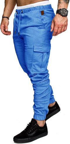 بنطلون رياضي رجالي Cargo Joggers بنطلون رياضة رياضي Sweatpants مدبب رياضي مع جيوب in Kuwait