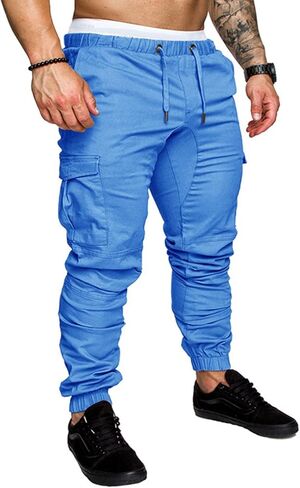 بنطلون رياضي رجالي Cargo Joggers بنطلون رياضة رياضي Sweatpants مدبب رياضي مع جيوب in Kuwait