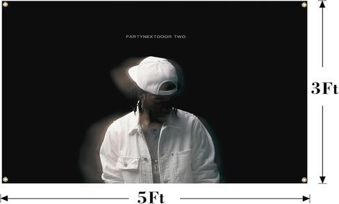 AuLYn مضحك مغني الراب حزب nex-tdoo-r نسيج ألبوم الموسيقى غطاء نسيج 3x5ft نسيج الفن ديكور غرفة نسيج ديكورات الجدار شنقا الهدايا للمراهقين غرفة نوم غرفة المعيشة، أسود in Kuwait